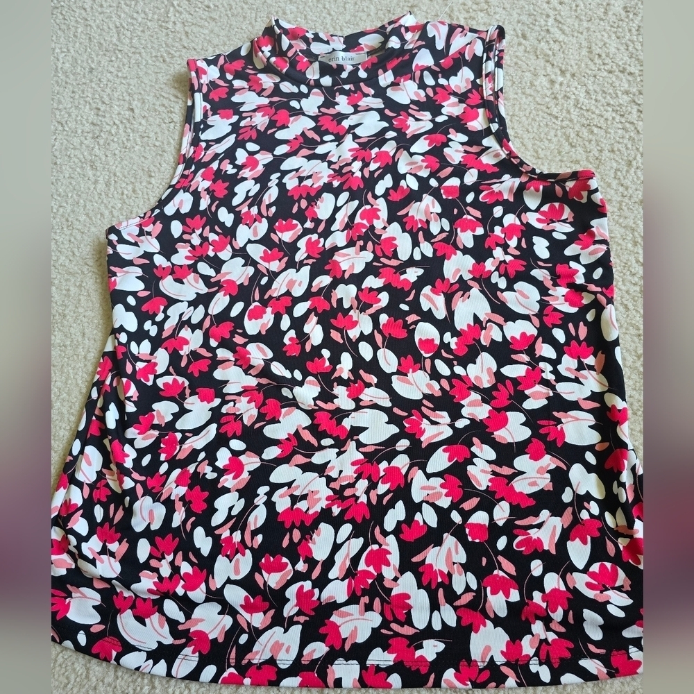 🌈 Erin Blair Sleeveless Floralcore High Collar Blouse